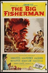 2p092 BIG FISHERMAN 1sh '59 cool artwork of Howard Keel, Susan Kohner & John Saxon!