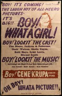 2p125 BOY WHAT A GIRL 26x40 1sh '47 the laugh hit of all-negro pictures, Tim Moore in drag, rare!