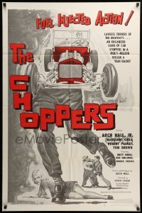2p160 CHOPPERS 1sh '62 cool art of punk stealing hot rod, lawless terrors of the highways!