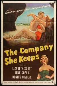2p176 COMPANY SHE KEEPS 1sh '51 art of sexy bad girl Jane Greer + Lizabeth Scott!