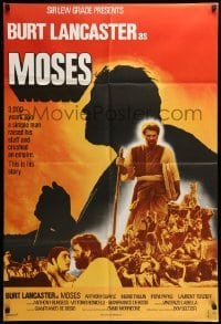 2p579 MOSES English 1sh '76 religious Burt Lancaster, a simple man crushed an empire!