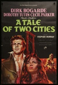 2p835 TALE OF TWO CITIES English 1sh '58 great art of Dirk Bogarde on his way to execution!