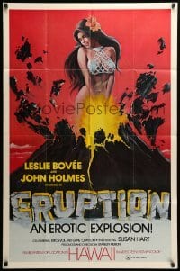 2p243 ERUPTION 1sh '77 John Holmes, art of sexy Leslie Bovee in volcano by Chet Collom!