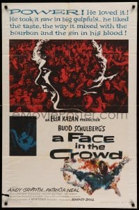 2p258 FACE IN THE CROWD 1sh '57 Andy Griffith took it raw like his bourbon & his sin, Elia Kazan