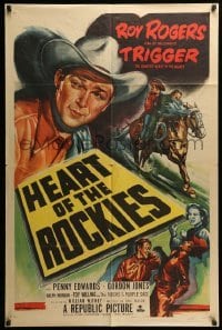 2p340 HEART OF THE ROCKIES 1sh '51 close-up artwork of Roy Rogers & Trigger!