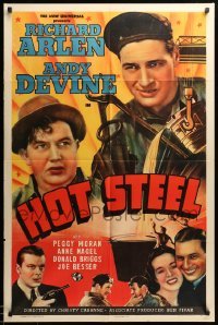 2p378 HOT STEEL 1sh '40 Richard Arlen, Andy Devine & pretty Peggy Moran!