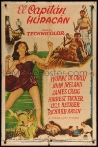 2p385 HURRICANE SMITH 1sh '52 sexy tropical babe Yvonne De Carlo, John Ireland!