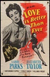 2p523 LOVE IS BETTER THAN EVER 1sh '52 Larry Parks + 3 great images of sexy Elizabeth Taylor!