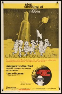 2p583 MOUSE ON THE MOON int'l 1sh '63 cool cartoon art of English astronauts on moon!