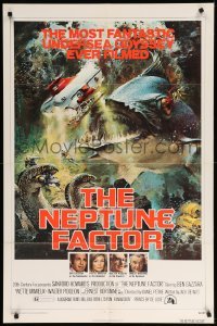2p599 NEPTUNE FACTOR 1sh '73 great sci-fi art of giant fish & sea monster by John Berkey!