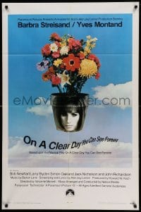 2p628 ON A CLEAR DAY YOU CAN SEE FOREVER 1sh '70 cool image of Barbra Streisand in flower pot!