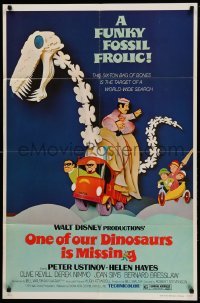 2p641 ONE OF OUR DINOSAURS IS MISSING 1sh '75 Walt Disney, a funky fossil frolic, wacky art!