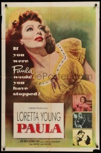 2p667 PAULA 1sh '52 really pretty Loretta Young had only gone half-way to love before!