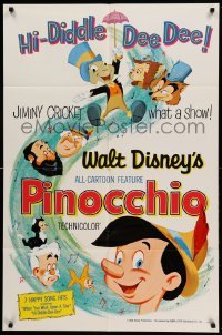 2p677 PINOCCHIO 1sh R62 Disney classic fantasy cartoon about a wooden boy who wants to be real!
