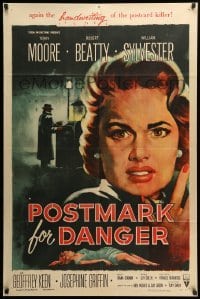2p687 POSTMARK FOR DANGER 1sh '56 Terry Moore is hunted by the postcard killer!