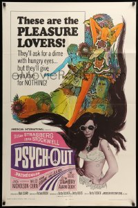 2p697 PSYCH-OUT 1sh '68 AIP, psychedelic drugs, sexy pleasure lover Susan Strasberg!