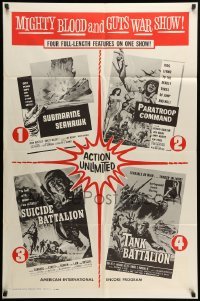 2p819 SUBMARINE SEAHAWK/PARATROOP COMMAND/SUICIDE BATTALION/TANK BATTALION 1sh '61 posters!