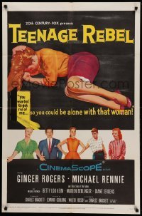 2p850 TEENAGE REBEL 1sh '56 Michael Rennie sends daughter to mom Ginger Rogers so he can have fun!