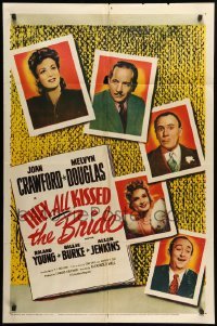2p871 THEY ALL KISSED THE BRIDE 1sh R55 Joan Crawford & Melvyn Douglas deliver laughs w/o let-up!