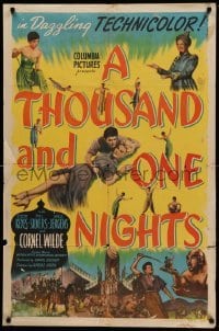 2p880 THOUSAND & ONE NIGHTS style A 1sh '45 Evelyn Keyes, Cornel Wilde, Rex Ingram as the Genie!
