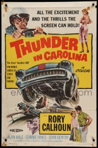2p887 THUNDER IN CAROLINA 1sh '60 Rory Calhoun, artwork of the World Series of stock car racing!