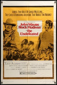2p928 UNDEFEATED style B 1sh '69 John Wayne & Rock Hudson rode where no one else dared!