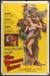 2p978 WOMAN EATER 1sh '59 art of wacky tree monster eating super sexy woman in skimpy outfit!