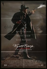 2p983 WYATT EARP 1sh '94 cool image of Kevin Costner in the title role firing gun!