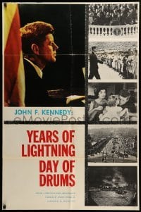 2p988 YEARS OF LIGHTNING DAY OF DRUMS 1sh '66 John F. Kennedy documentary, white background design