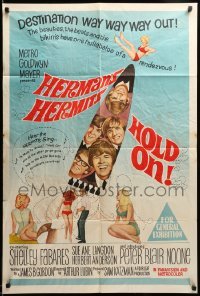 2r755 HOLD ON Aust 1sh '66 rock & roll, great art of Herman's Hermits, Shelley Fabares!