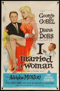 2r757 I MARRIED A WOMAN Aust 1sh '58 artwork of sexiest Diana Dors sitting in George Gobel's lap!