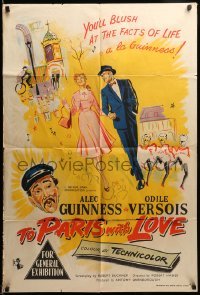 2r770 TO PARIS WITH LOVE Aust 1sh '55 art of Alec Guinness by Burnbaum, the facts of life!