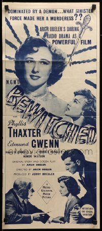 2r802 BEWITCHED Aust daybill '45 Phyllis Thaxter is a cruel love-killer and darling of society!
