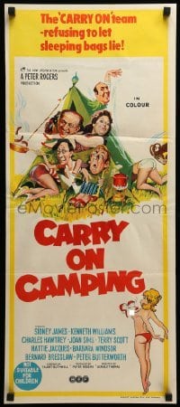2r835 CARRY ON CAMPING Aust daybill '70 AIP, Sidney James, English nudist sex, wacky artwork!