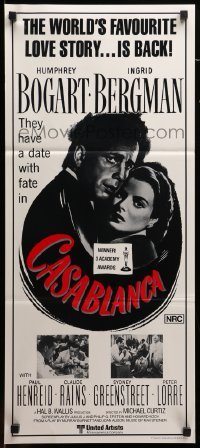 2r836 CASABLANCA Aust daybill R80s Humphrey Bogart, Ingrid Bergman, Michael Curtiz classic!