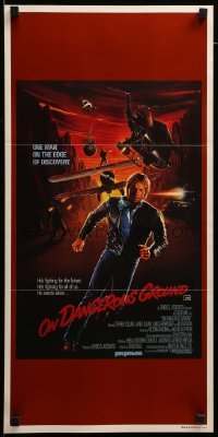 2r840 CHOKE CANYON Aust daybill '86 cool action art of Stephen Collins on the run!