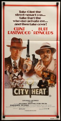 2r841 CITY HEAT Aust daybill '84 art of Clint Eastwood the cop & Burt Reynolds the detective!