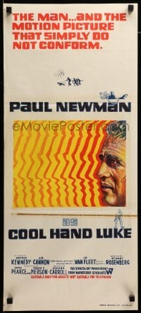 2r847 COOL HAND LUKE Aust daybill '67 Paul Newman prison escape classic, cool stone litho!