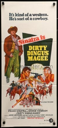 2r861 DIRTY DINGUS MAGEE Aust daybill '70 Frank Sinatra & Kennedy holding guns on each other!