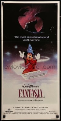 2r880 FANTASIA Aust daybill R82 Walt Disney, wonderful image of Mickey from Sorcerer's Apprentice!