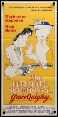 2r891 GRACE QUIGLEY Aust daybill '85 Al Hirschfeld artwork of Katherine Hepburn & Nick Nolte!