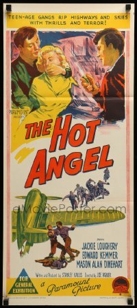 2r903 HOT ANGEL Aust daybill '58 Richardson Studio artwork of teenage hot rod rebel gangs!