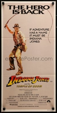2r906 INDIANA JONES & THE TEMPLE OF DOOM Aust daybill '84 art of Harrison Ford, the hero is back!