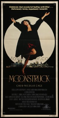 2r924 MOONSTRUCK Aust daybill '87 Cher in front of New York City skyline, Norman Jewison!
