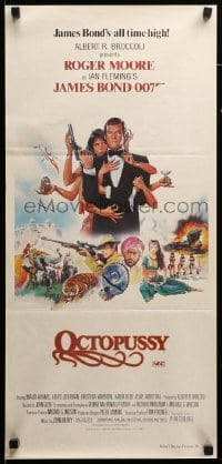 2r928 OCTOPUSSY Aust daybill '83 art of Maud Adams & Roger Moore as James Bond by Daniel Goozee!