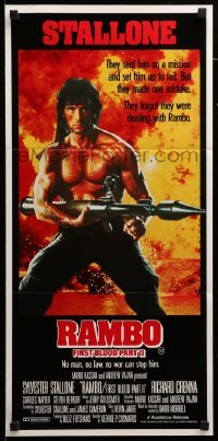 2r937 RAMBO FIRST BLOOD PART II Aust daybill '85 no man, no law, no war can stop Stallone!