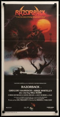 2r938 RAZORBACK Aust daybill '84 Australian horror, cool artwork by Brian Clinton!
