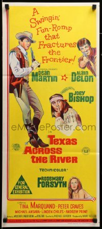 2r976 TEXAS ACROSS THE RIVER Aust daybill '66 cowboy Dean Martin, Alain Delon & Indian Joey Bishop