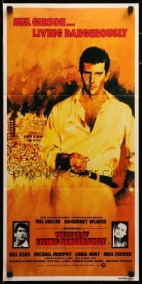 2r997 YEAR OF LIVING DANGEROUSLY Aust daybill '82 Peter Weir, great art of Mel Gibson by Stapleton!