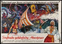 2r532 GOLDEN VOYAGE OF SINBAD German 33x47 '73 Ray Harryhausen, cool fantasy art by Bysouth!